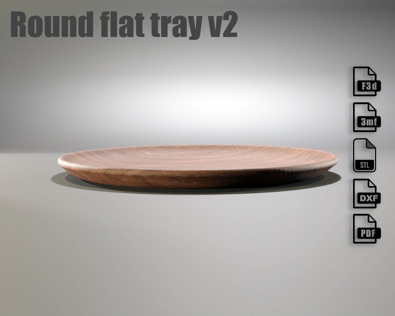 stilish elegant thin wooden round tray cnc file side view