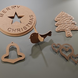 Archivos CNC para adornos navideños - Corte láser - Impresión 3D. Archivos Fusion 360.