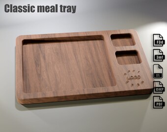 CNC project for a Classic meal tray - Cnc files for wood routers. Fusion 360 & CNC STL files, by Agilemaking