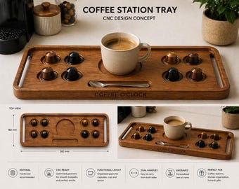 CNC-bestand parametrische koffiestationlade – Fusion 360-houtbewerkingsplannen (directe download)