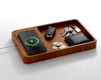 Valet Tray CNC-bestanden – MagSafe-oplader, houten opberger STL DXF (2 ontwerpen)