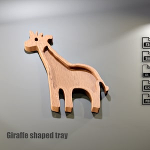 Giraffe shaped Tray- CNC project files for wood routers (f3d, stl,3mf, dxf, pdf) Fusion 360 and STL files by Agilemaking image 1