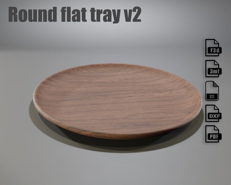 stilish elegant thin wooden round tray cnc file top view