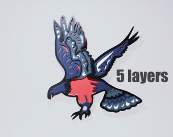 Eagle-mandala CNC-bestand – meerlaagse lasergesneden muurkunst (stl, dxf, pdf)