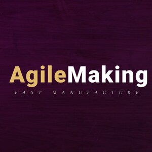 May include: A logo for a company called AgileMaking, with the tagline "Fast Manufacture" underneath. The logo is on a dark purple background.