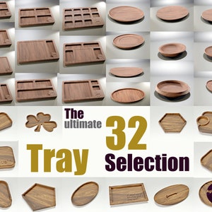 x32 CNC file pack Trays, boards and bowls - 32 unique desings. Files for CNC wood routers. Fusion 360 files and STL files by Agilemaking