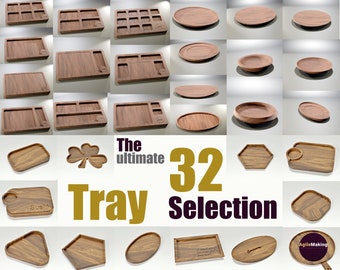 x32 CNC file pack Trays, boards and bowls - 32 unique desings. Files for CNC wood routers. Fusion 360 files and STL files by Agilemaking