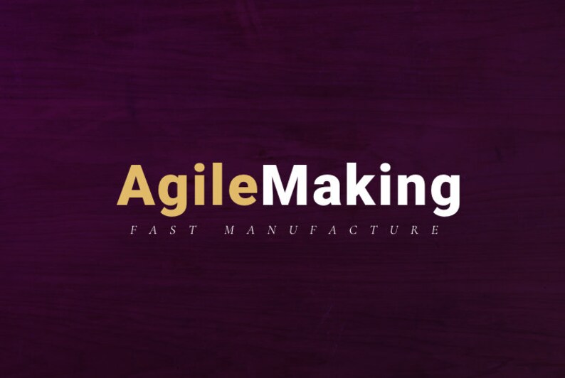 May include: A logo for a company called AgileMaking, with the tagline "Fast Manufacture" underneath. The logo is on a dark purple background.