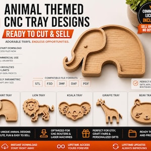 Animal Tray CNC File Bundle – Woodworking Plans, DXF, STL (Digital Download)