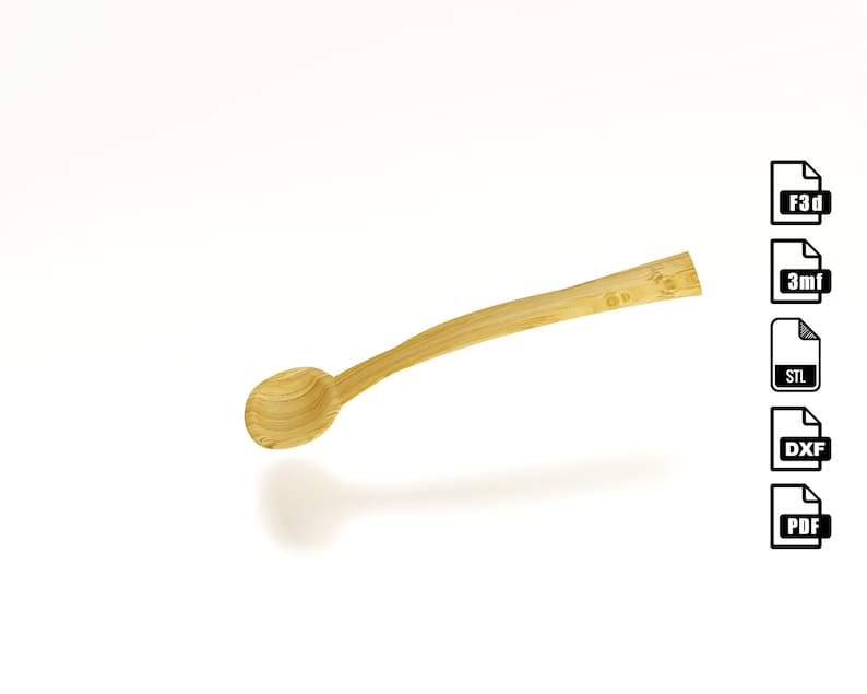 May include: A wooden spoon with a long, curved handle. The spoon is made of natural wood and has a smooth, rounded shape.