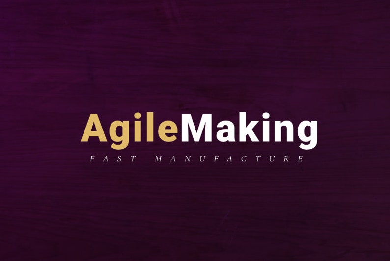 May include: The image features the words "AgileMaking" in gold and white, with "FAST MANUFACTURE" below, set against a dark purple textured background. The text is clear and easy to read.