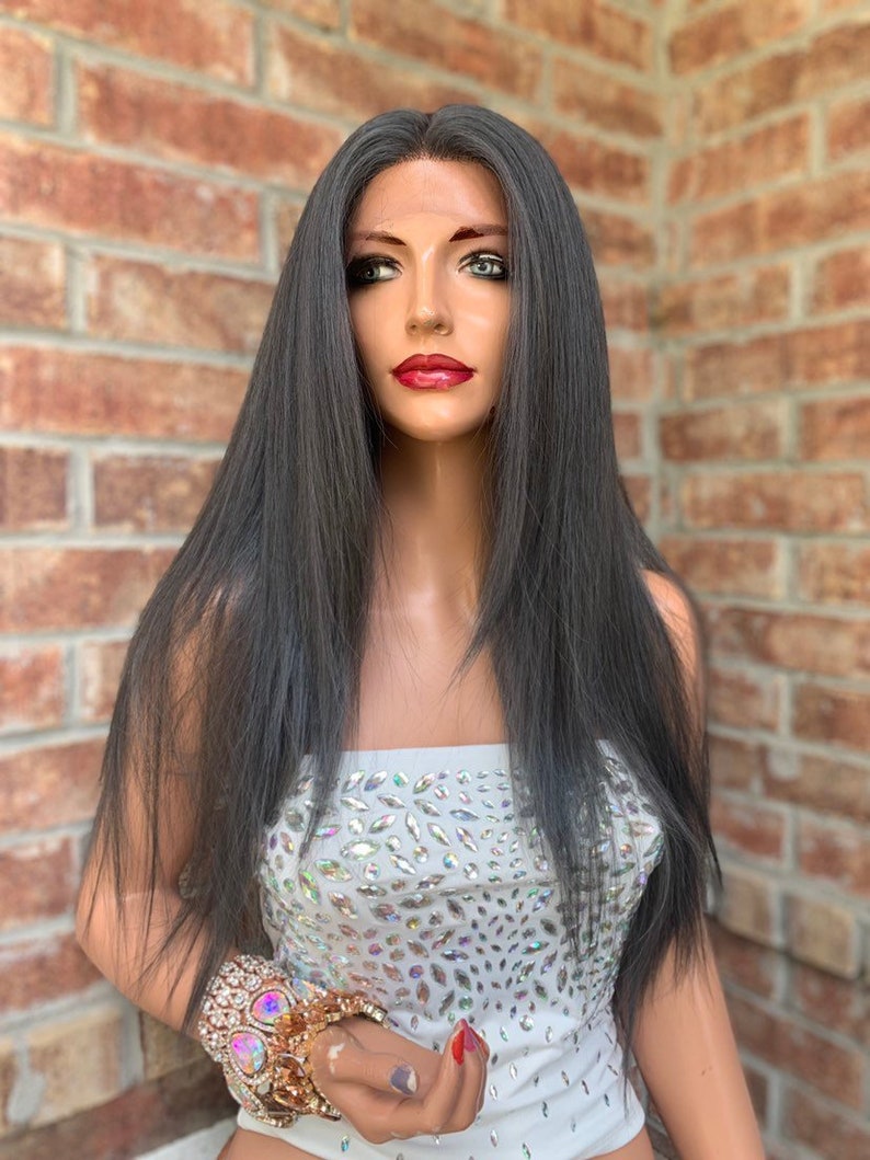 Gray Charcoal Lace Hair Wig | Invisible Center Parting | Smoke 0519 - .br Gray Charcoal Lace Hair Wig | Invisible Center Parting | Smoke 0519 - .br