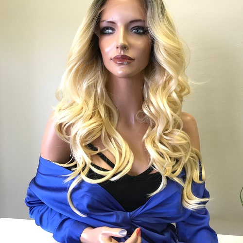 Blond Ombre Balayage Highlights 22 inches | Swiss Front Lace Wig | shops Long Soft Layered Hair | Connie