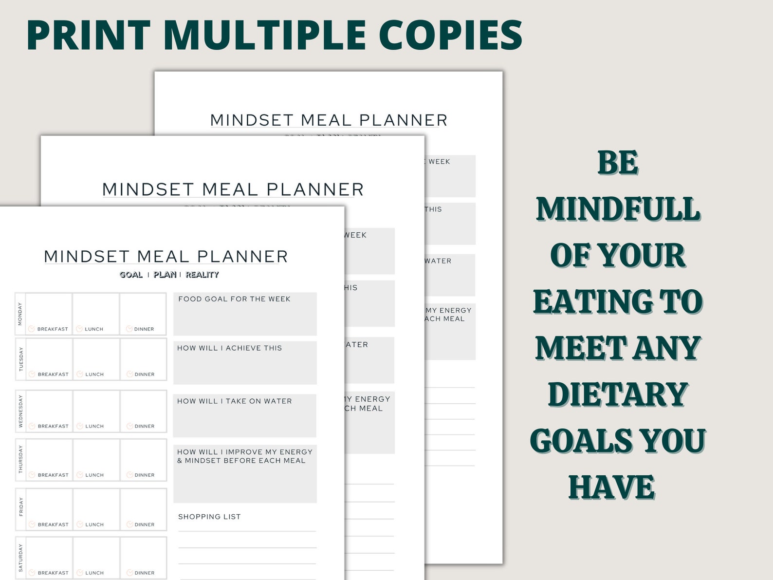 2B Mindset Meal Planner And Tracker Health And Dietary Daily Etsy