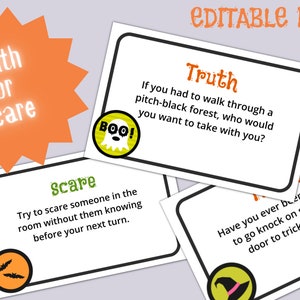 EDITABLE Halloween Truth or Scare Game/Halloween Party Game/ Halloween Activity/ INSTANT DOWNLOAD