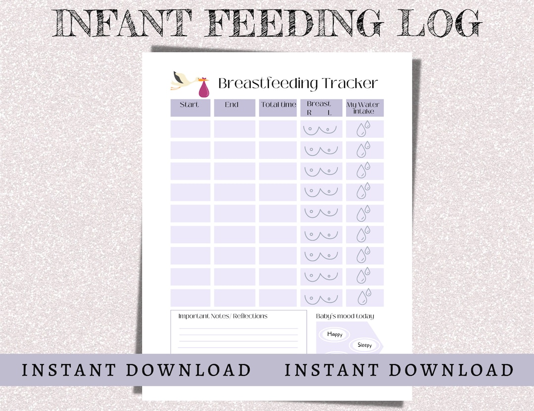 PRINTABLE Baby Feeding Log / Breastfeeding Tracker for Infant - Etsy