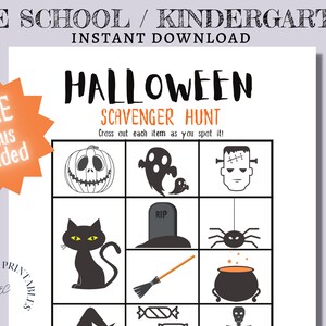 HALLOWEEN Scavenger Hunt/ PRINTABLE Halloween Outdoor or Indoor Scavenger Hunt for Kids