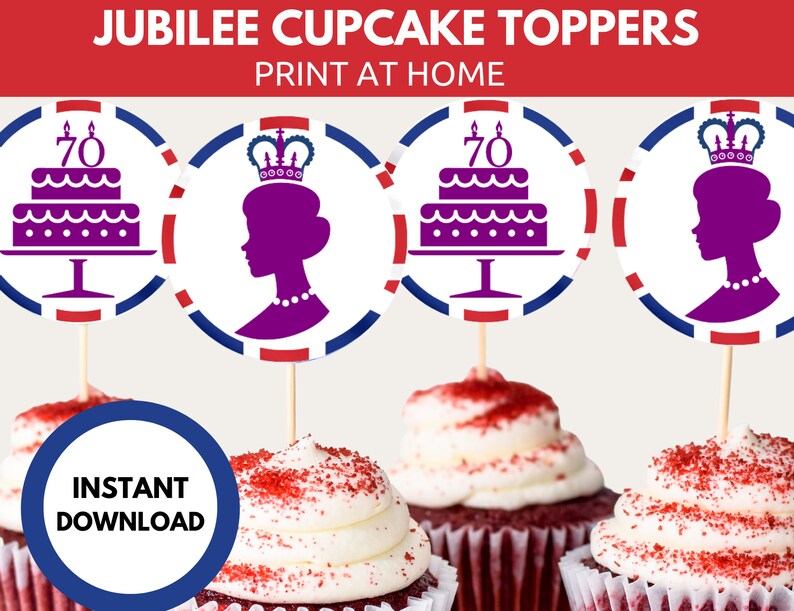 The Queen's Jubilee Cake Toppers/ PRINTABLE Platinum Etsy Israel