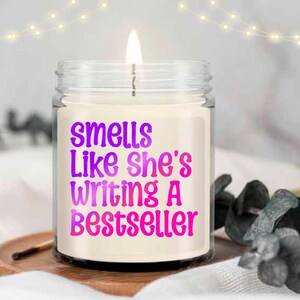 Smells Like She Is Writing A Best Seller Candle, Cute Gift For Writer, Bookshelf Decor, Author Gift, Gift For Creative Writer Candle