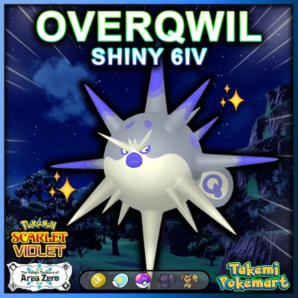 Overqwil Hisuian Shiny 6IV // Pokémon Écarlate et Violet // Entraînement EV + Prêt pour la bataille compétitive ! // lv100 6IV +MasterBall // Échange rapide