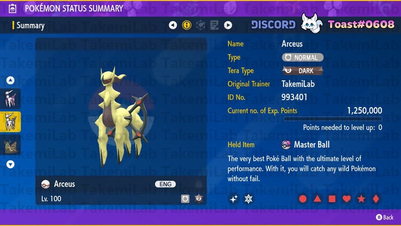 ✨ Arceus Shiny 6IV Per Pokémon Scarlatto E Violetto | Livello 100, Battle Ready, Master Ball