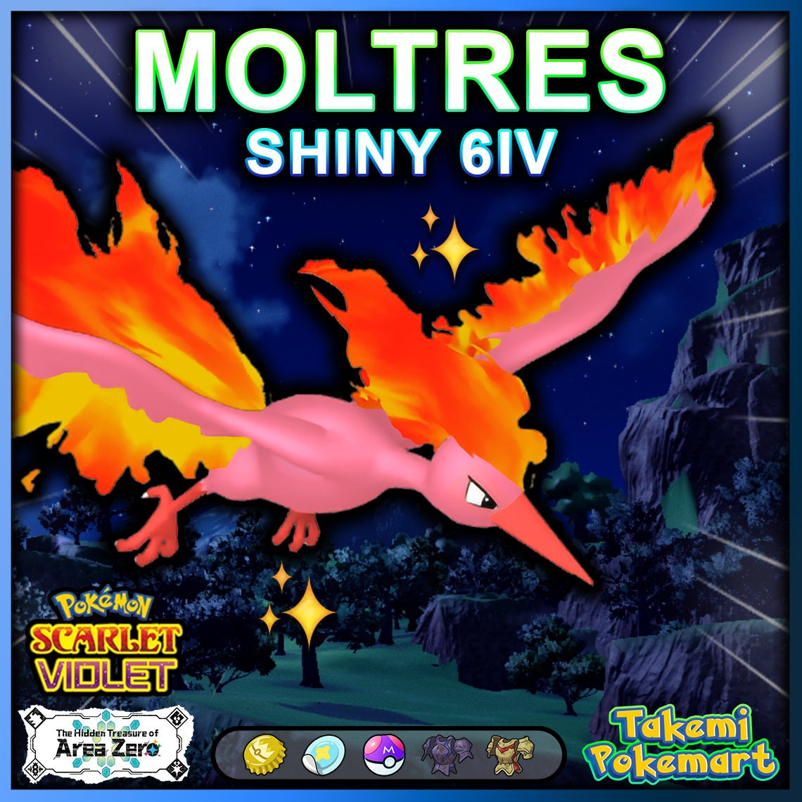 Shiny Galarian Moltres - 6IV - Weakness Policy - Pokemon Scarlet & Violet