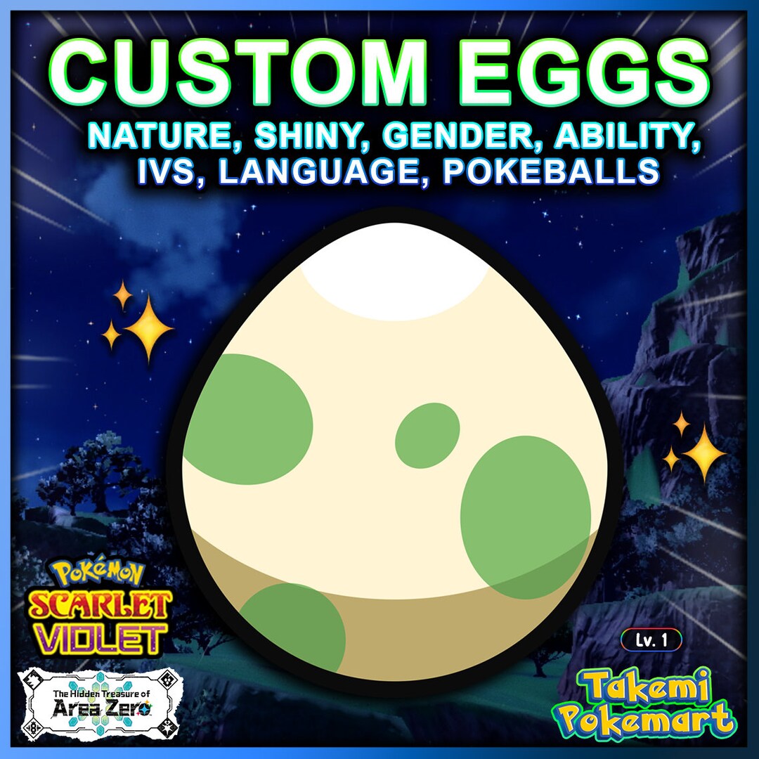 Shiny Custom Eggs 6ivs Pokemon Scarlet and Violet Etsy