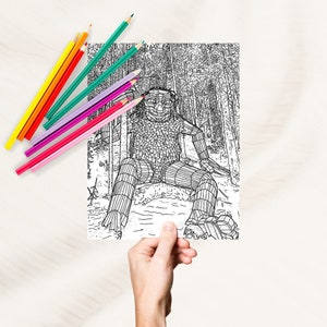 Breckenridge Colorado Famous Forest Troll Hand-drawn Coloring Page (instant download printable adult . coloring pages)