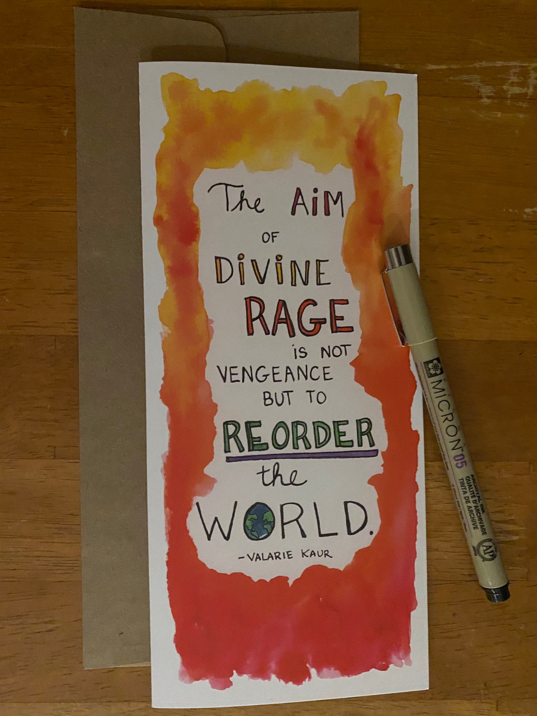 Divine Rage Watercolor Card / Divine Rage Quote / Reorder