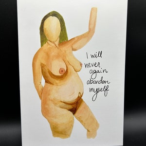 Carte aquarelle incarnation féminine ne jamais vous abandonner / carte de voeux aquarelle / carte vierge / oeuvre d'art originale