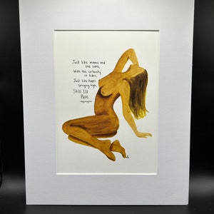 Estampa Still I'll Rise / Estampa e tapete de aquarela de personificação feminina / Citação de Maya Angelou / Arte original / Vários tamanhos disponíveis