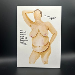 Me amo tarjeta de acuarela de encarnación femenina / Me amo / tarjeta de acuarela / tarjeta en blanco / arte original