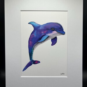 Dolphin Watercolor Print / Watercolor Print and Mat / Original Art / Available in Multiple Sizes