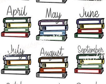 Reading Tracker Sticker Set, Monthly Books Read Stickers, Books Read, Books to Read, Books Read, Stickers, Journals, Planners