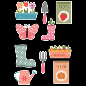 Garden Stickers-Set of 10, Garden Themed Planner Stickers, Garden Tools and Accessories Stickers, Garden Tool Stickers, Stickers, Scrapbook