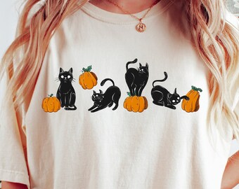 Ghost Cats Halloween-sweatshirt, grappig Halloween-kattenshirt, kattentrui, kattenliefhebber-T-shirt, Halloween-cadeaus voor kattenmoeder, griezelig seizoen kattenshirt