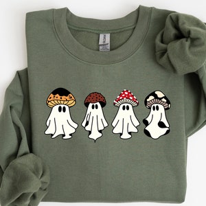 Sudadera fantasma, sudadera de Halloween, sudadera de hongos mágicos, camisa de temporada espeluznante, camisa fantasma, camisa de Halloween, camisa de otoño divertida