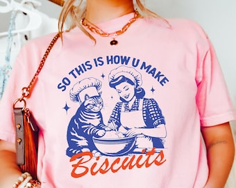 Cat Biscuits T-Shirt, Funny Cat Shirts, Trendy Vintage Retro Shirt, Cat Lover Shirt, Cat Lover Gift, Vintage Baking Shirt, Funny Bakery Tee