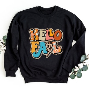 Hallo Herbst Sweatshirt, Hallo Herbst Shirt, Retro Herbst Shirt, Herbstsaison, Leopard Herbst Shirt, Thanksgiving Shirt, Herbst T-Shirt, Retro Sweatshirt