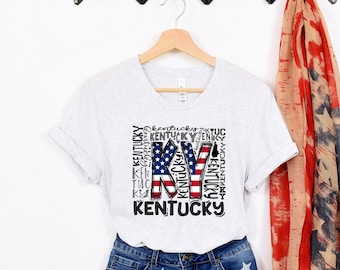 Kentucky American Flag Shirt, 4th of July Shirt, Merica Shirt, Fourth of July, USA, Independence Day, Red White Blue, Stars and Stripes