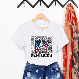 Kentucky American Flag Shirt, 4th of July Shirt, Merica Shirt, Fourth of July, USA, Independence Day, Red White Blue, Stars and Stripes