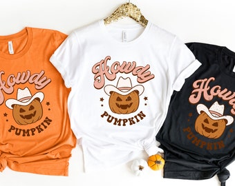 Howdy Pumpkin-sweater, Halloween-sweater, Western-Halloween-sweater, Halloween-sweater, Halloween-shirt, Retro Halloween-shirt