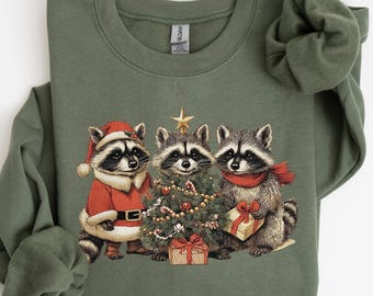 Christmas Raccoon Sweatshirt, Christmas Feral Shirt, Merry Christmas Shirt, Raccoon Merry Christmas Sweatshirt, Merry Shirt, Xmas Shirt