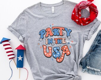 Chemise Party In The USA, chemise 4 juillet, chemise Merica, 4 juillet, chemise 4 juillet, rouge blanc bleu, chemise Amérique, chemise patriotique