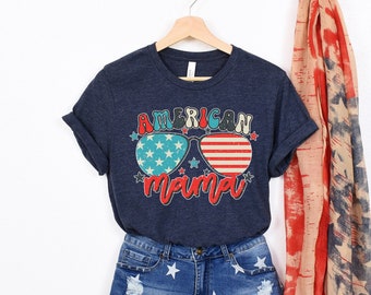 Amerikanisches Mama Shirt, Mama, 4. Juli Shirt, Merica Shirt, vierter Juli, USA, Unabhängigkeitstag, rot weiß blau, Sterne und Streifen