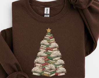 Christmas Tree Book Sweatshirt, Christmas Tree Shirt, Merry Christmas Shirt, Bookmas Christmas Sweatshirt, Book Lover Gift