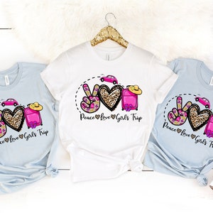 Peace Love Girls Trip Shirt, Leopard Print Girls Road Trip Shirt, Vacation Shirt, Girls Vacation, Girls Weekend Shirt, Vacation 2022 Shirt