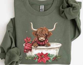 クリスマス牛スウェットシャツ、クリスマス雌牛スウェットシャツ、クリスマスシャツ、クリスマスギフト、クリスマススウェットシャツ、クリスマスギフト