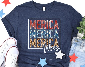 Merica retroshirt, USA Leopard-shirt, 4 juli-shirt, Merica-shirt, 4 juli, Fourth of July-shirt, USA-shirt, Independence Day-shirt