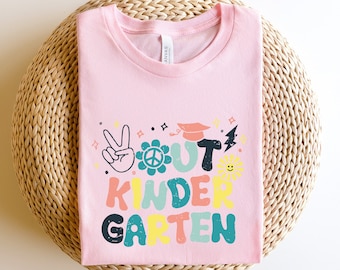 Peace Out kleuterschool T-shirt, laatste schooldag T-shirt, esthetisch peuter T-shirt, kleuterschool afstudeercadeau, shirt eerste klas peuter